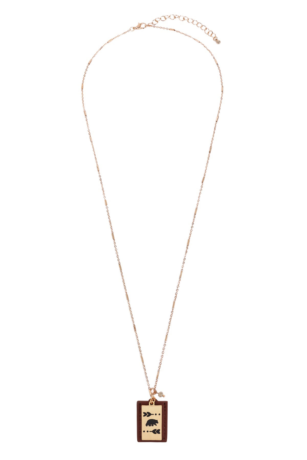 Bear Engraved Plate Pocket Neckalce