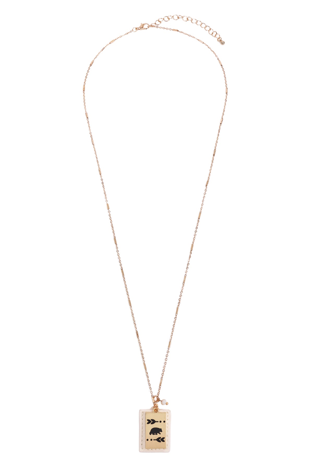 Bear Engraved Plate Pocket Neckalce