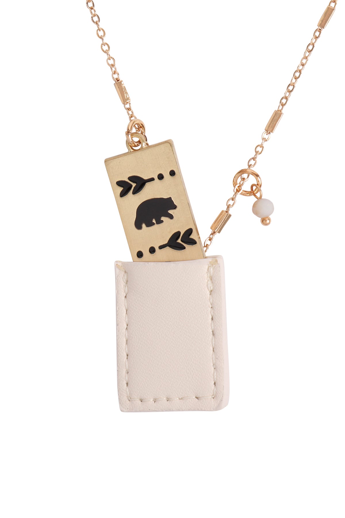 Bear Engraved Plate Pocket Neckalce