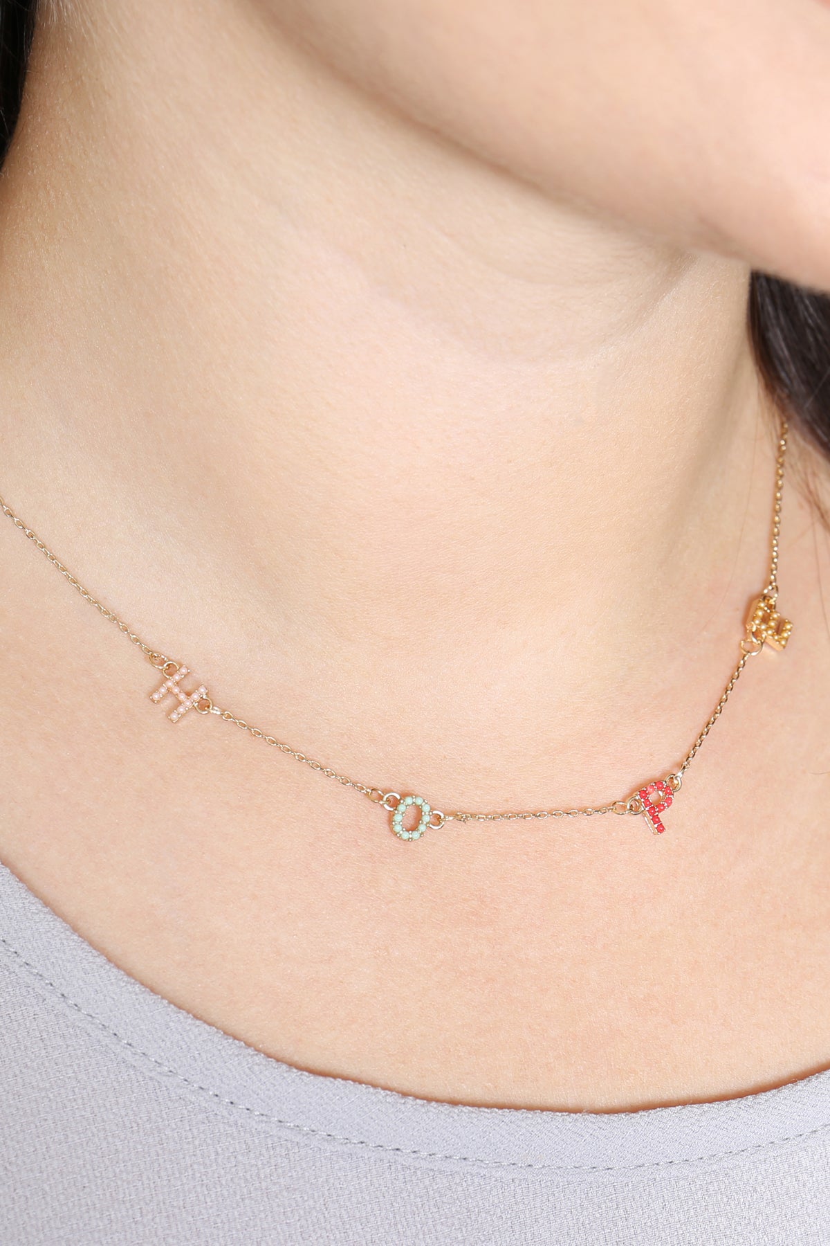 Hope Rhinestone Colored Stationary Necklace
