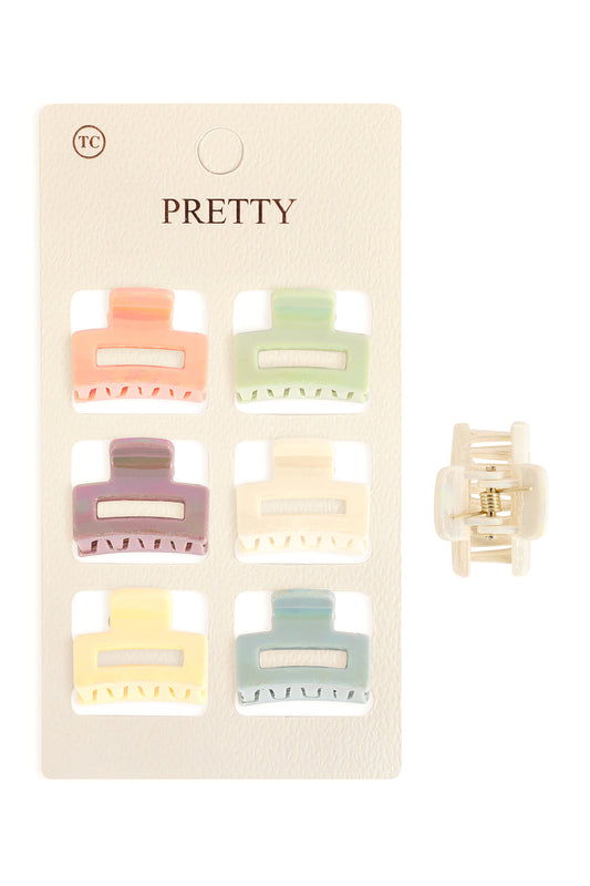 Mini Rectangle Hair Claw Clips-Colorful Small hair Accessories Set
