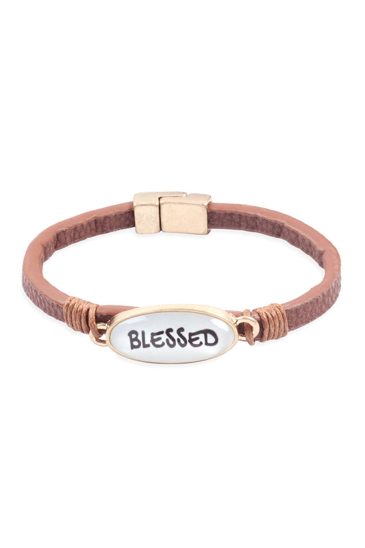 "Blessed" Animal Print Leather Magnet Bracelet