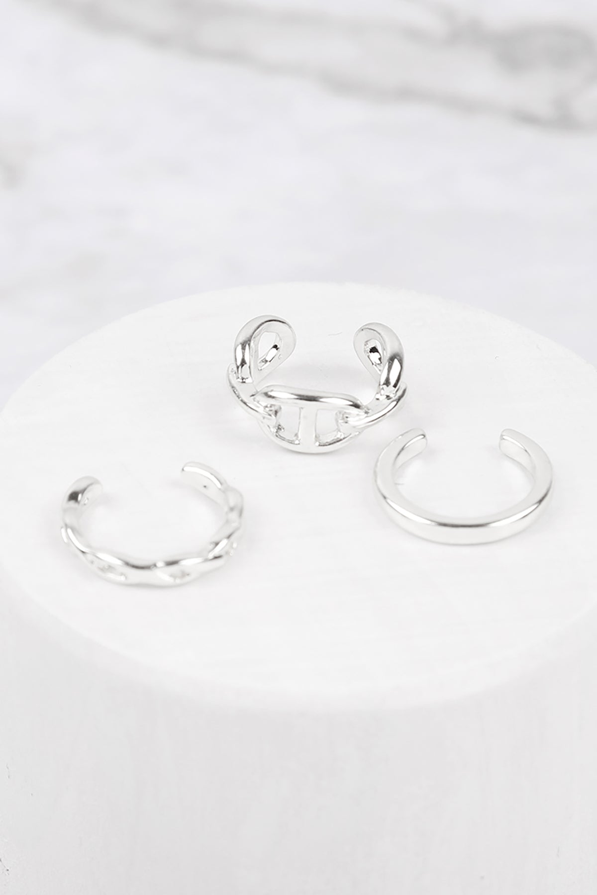 Chain Set No Piercing Ear Cuff Silver