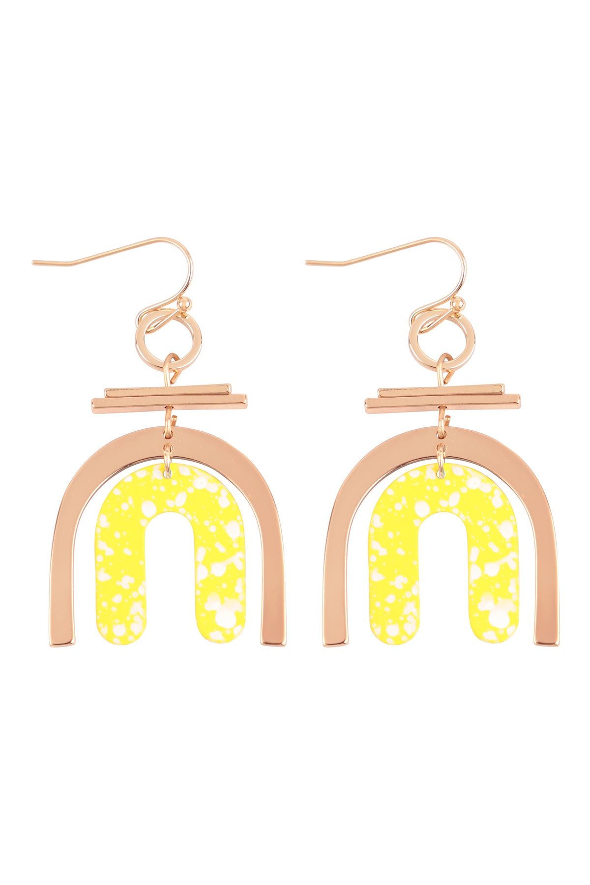 U Upside Down Layered Acrylic Print Drop Fish Hook Earrings Gold Blue