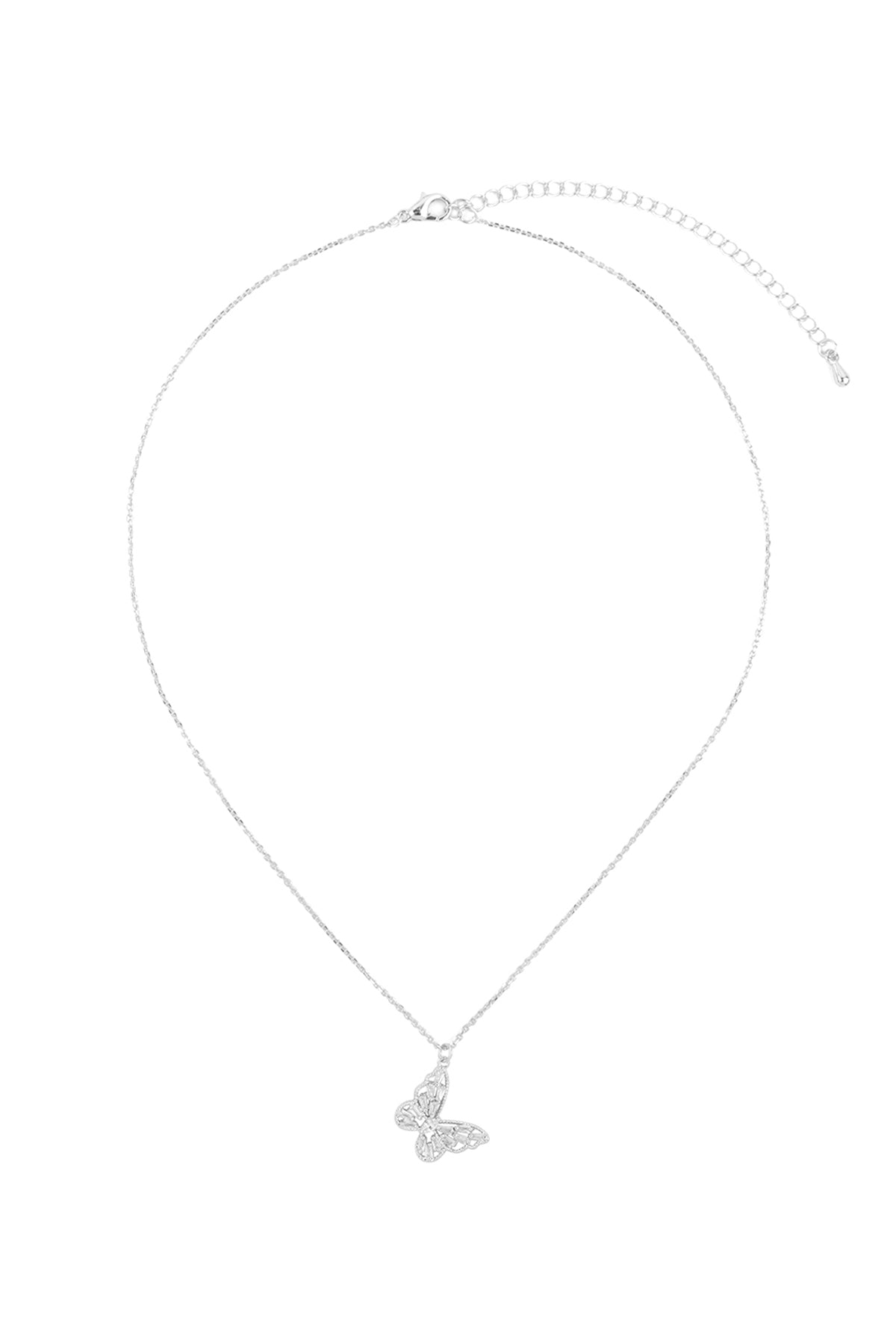 Butterfly Baguette Pendant Brass Necklace