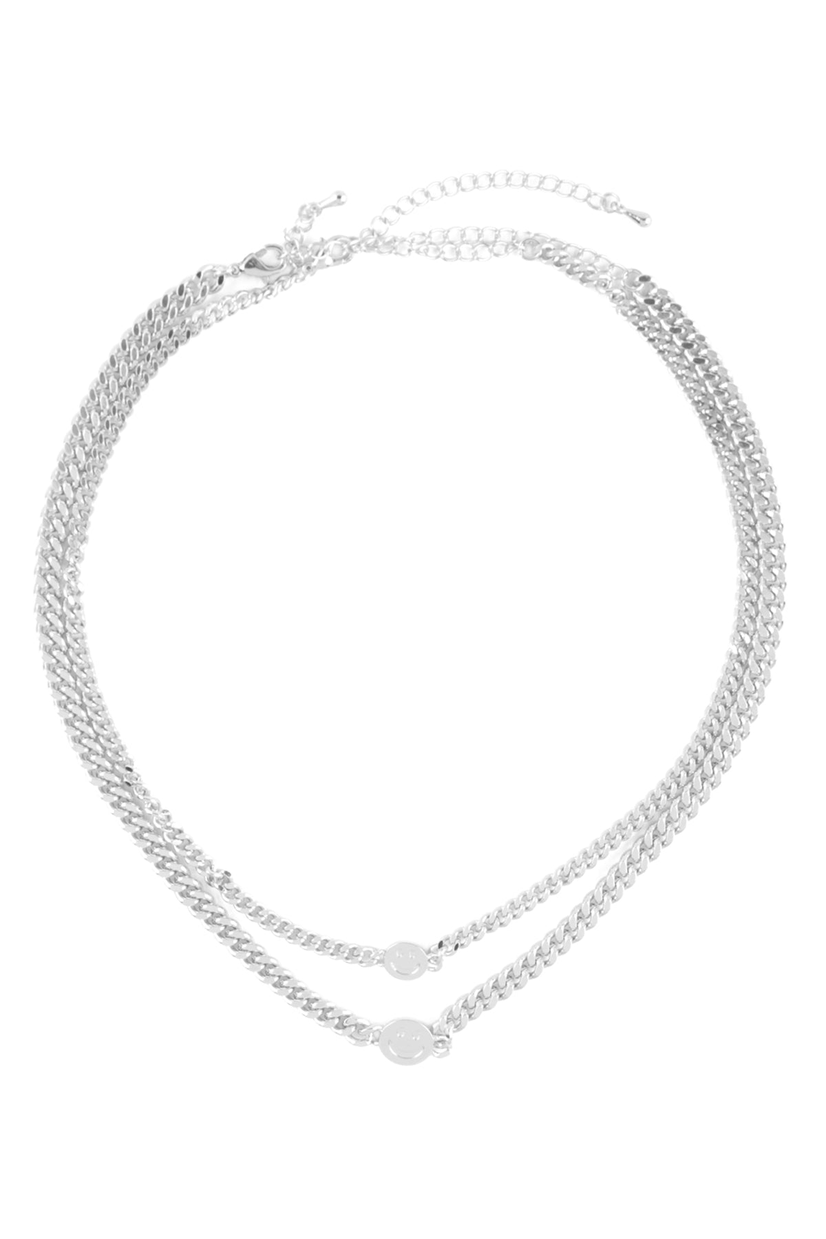 Smiley Face Pendant 2 Choker Set Cuban Necklace