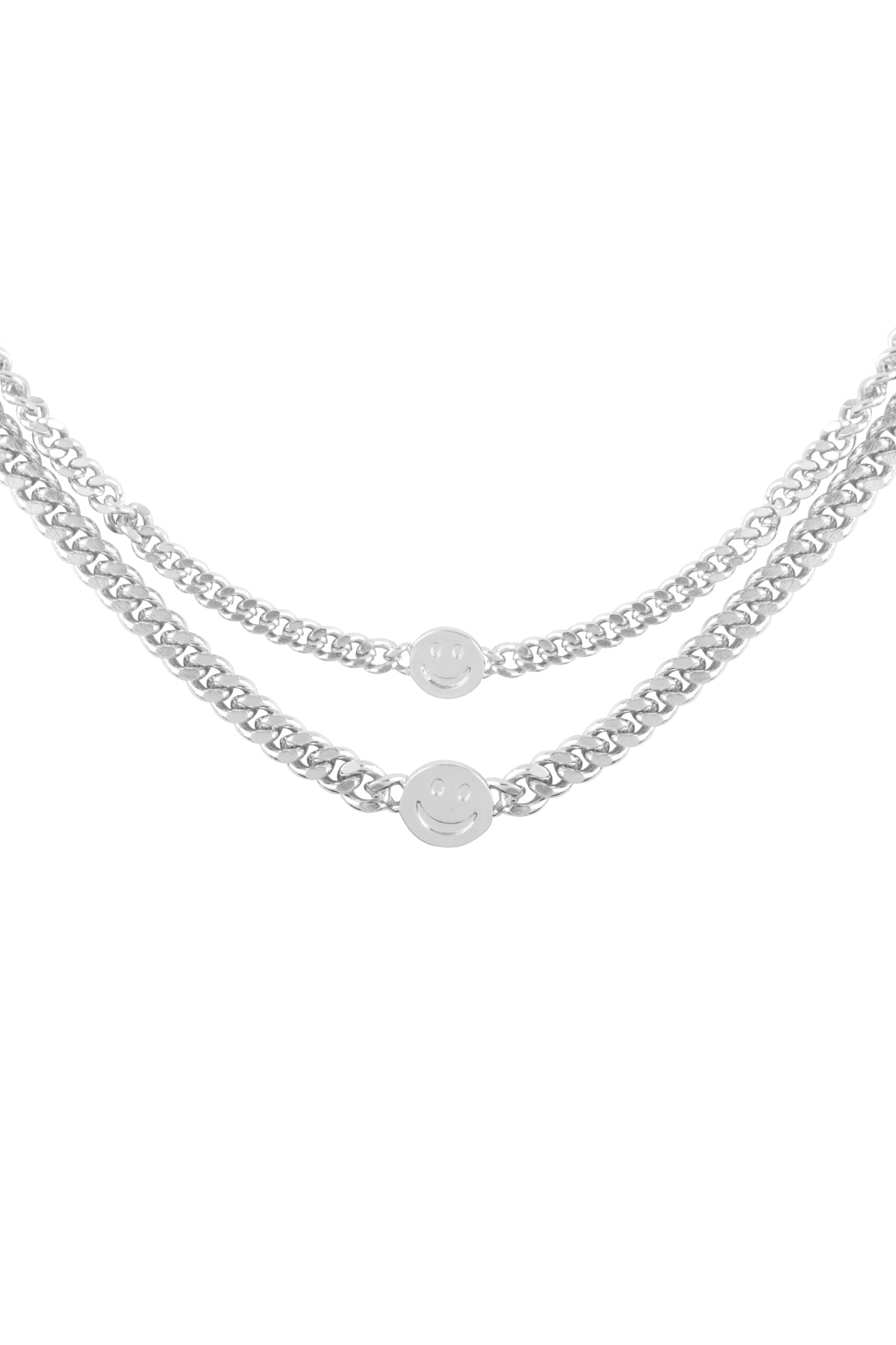 Smiley Face Pendant 2 Choker Set Cuban Necklace
