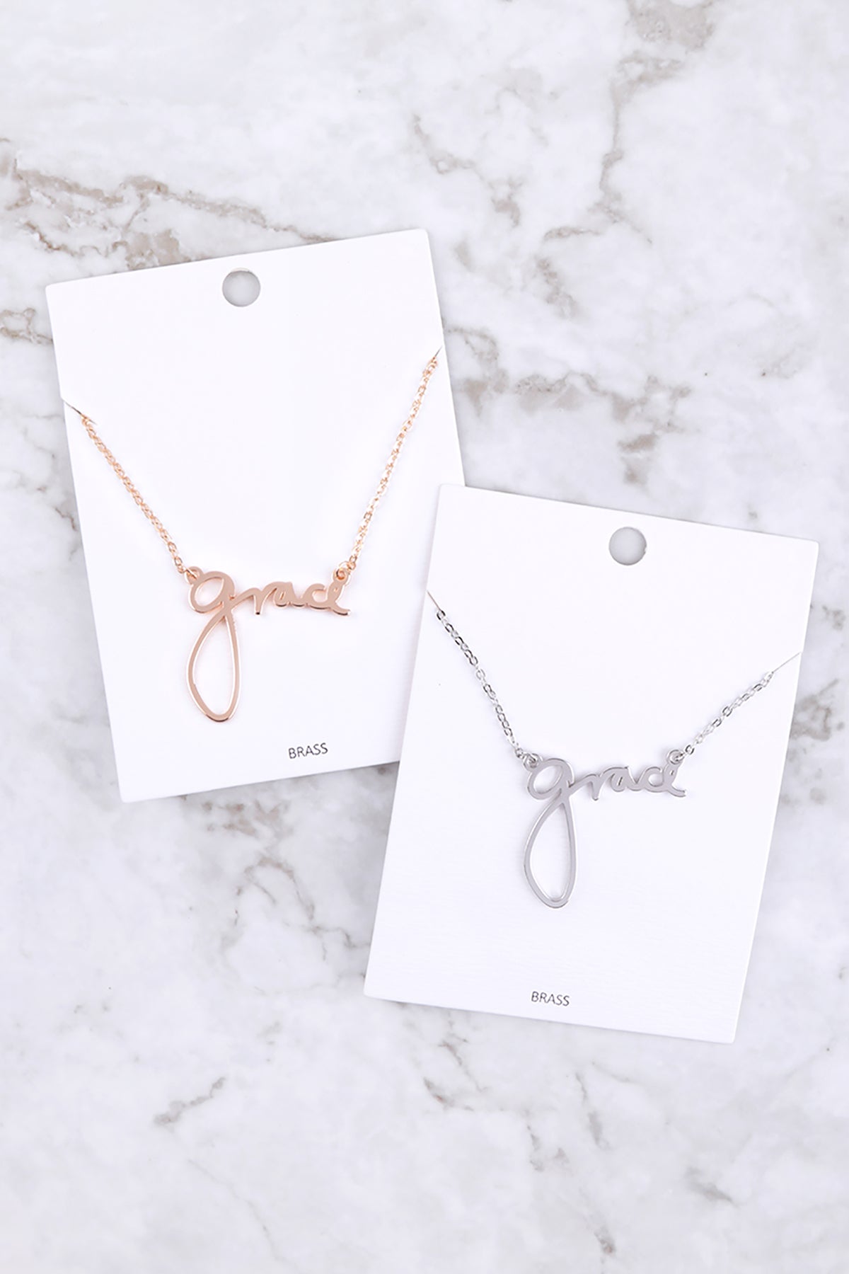 "Grace" Personalized Charm Pendant Long Necklace