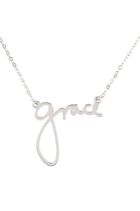 "Grace" Personalized Charm Pendant Long Necklace