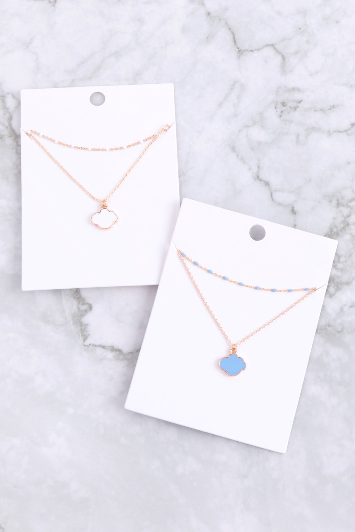 Cloud Color Pendant Layered Brass Necklace