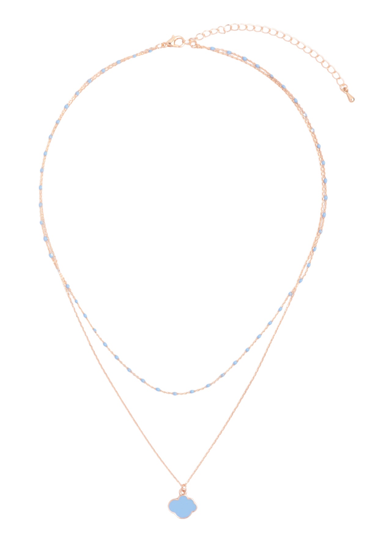 Cloud Color Pendant Layered Brass Necklace
