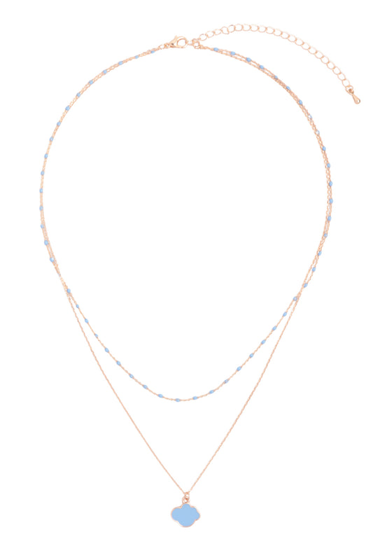 Cloud Color Pendant Layered Brass Necklace