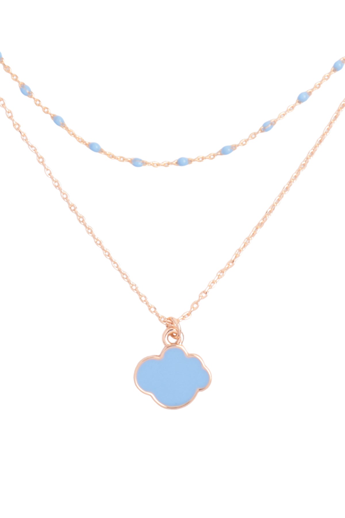 Cloud Color Pendant Layered Brass Necklace