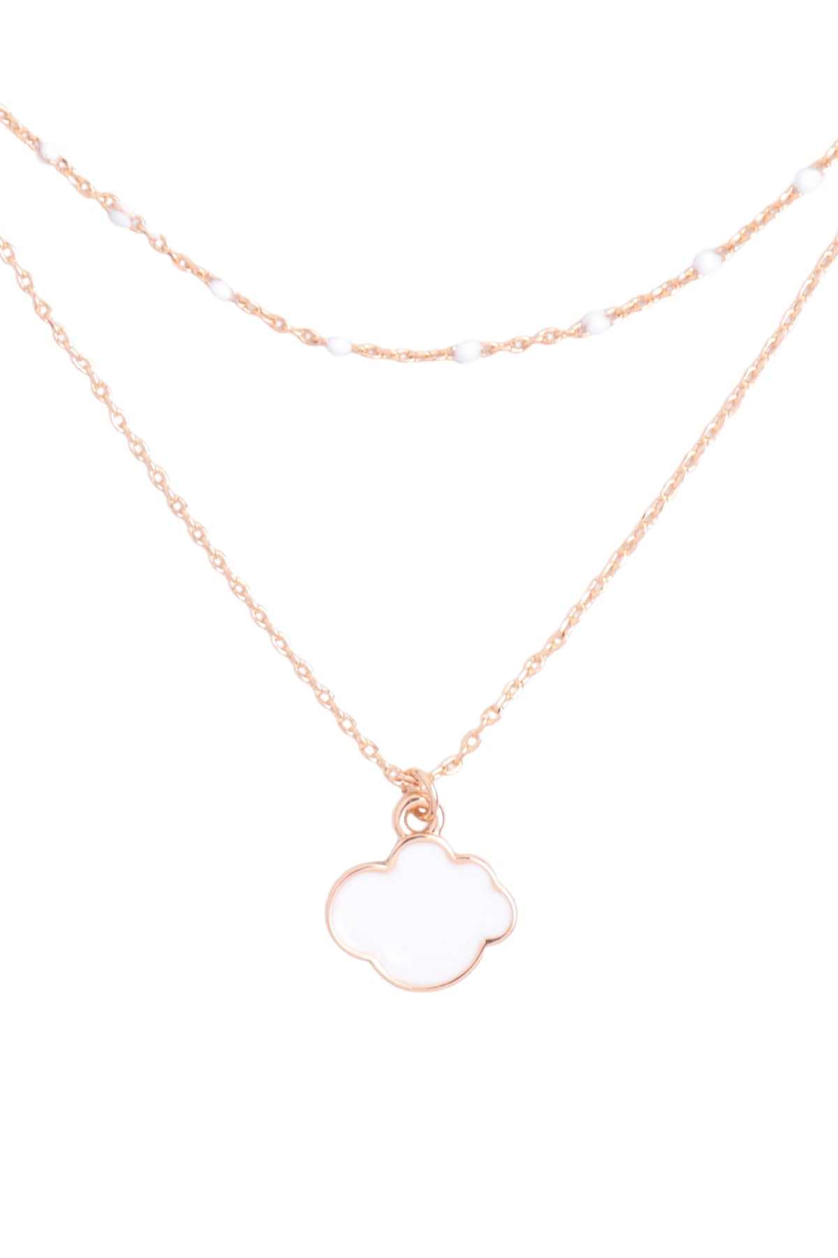 Cloud Color Pendant Layered Brass Necklace