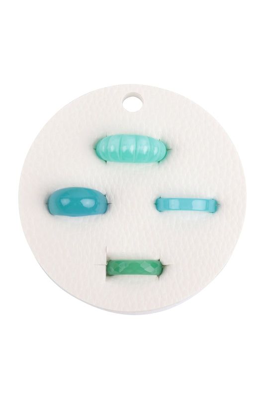 4 Pcs Ring Set Acrylic Textured