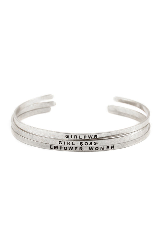 "Girl Power and Empower Women" Bangle Bracelet Set