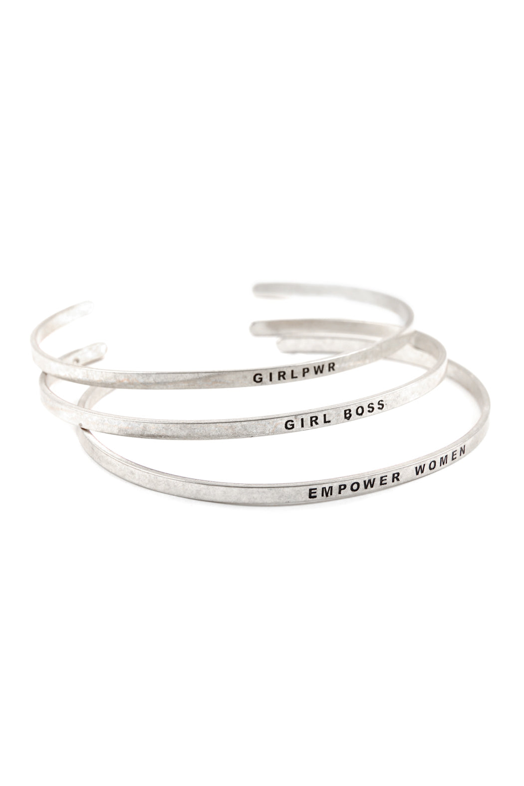 "Girl Power and Empower Women" Bangle Bracelet Set