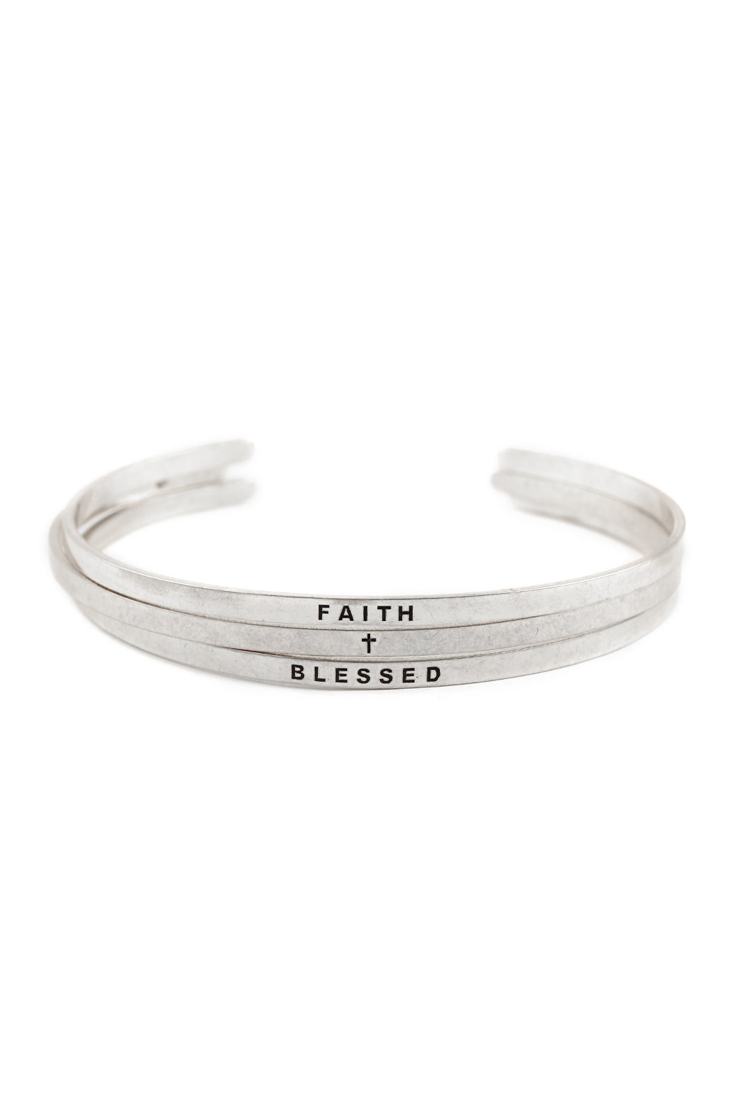 "Faith and Blessed" Bangle Bracelet Set