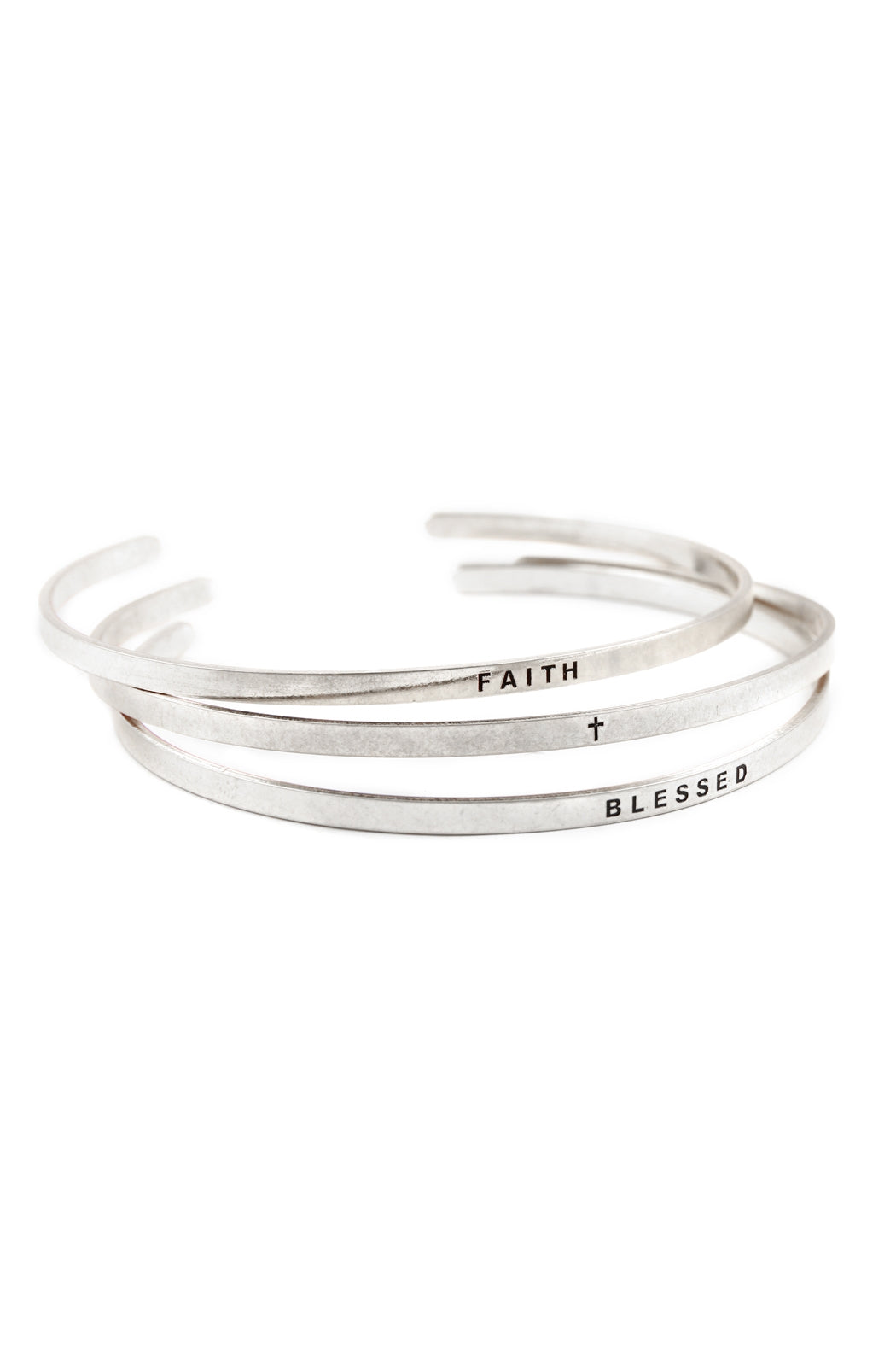 "Faith and Blessed" Bangle Bracelet Set