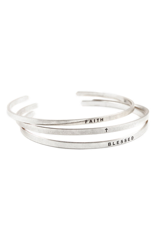 "Faith and Blessed" Bangle Bracelet Set