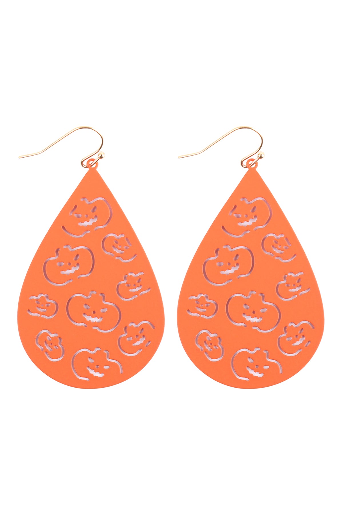 Halloween Pumpkin Filgree Teardrop Earrings Purple