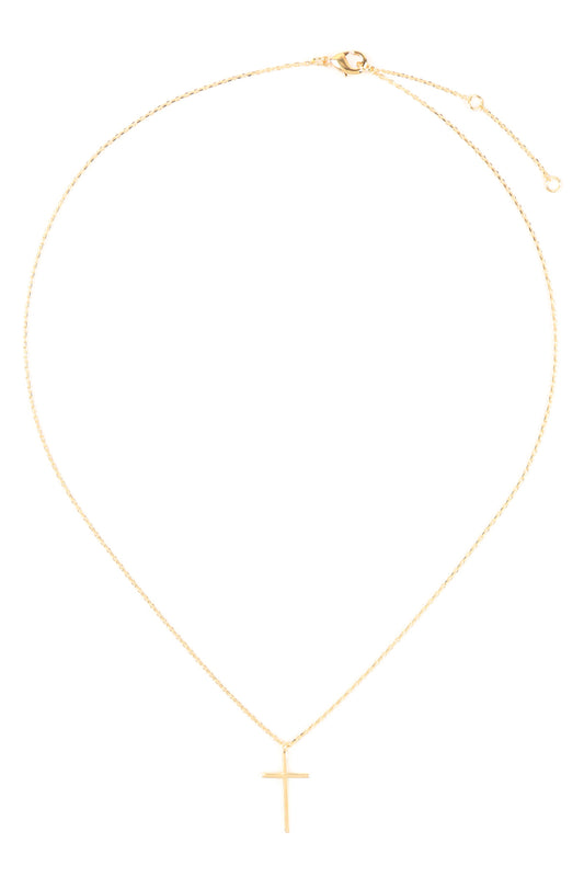 Cross Brass Pendant Necklace Gold