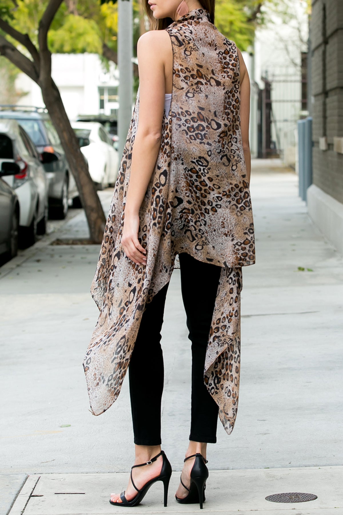 Leopard Open Front Kimono Vest
