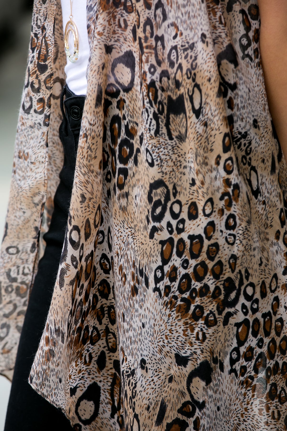 Leopard Open Front Kimono Vest