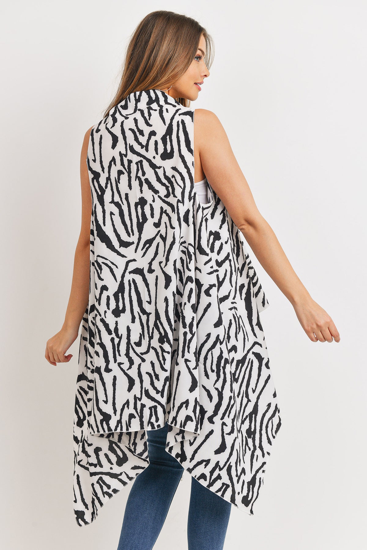 Zebra Printed Knee Length Kimono