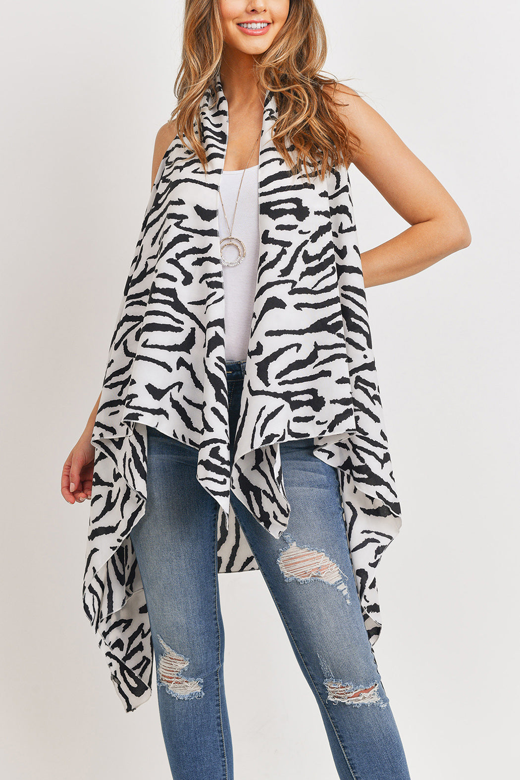 Zebra Printed Knee Length Kimono