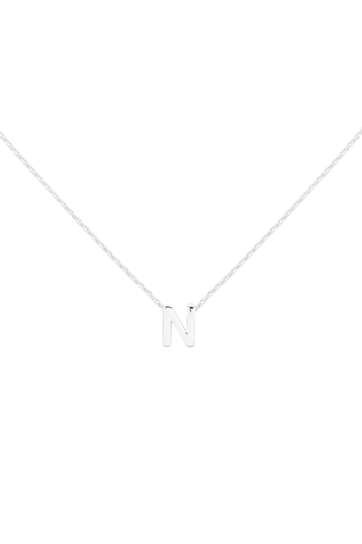 Initial Dainty Charm Silver Necklace