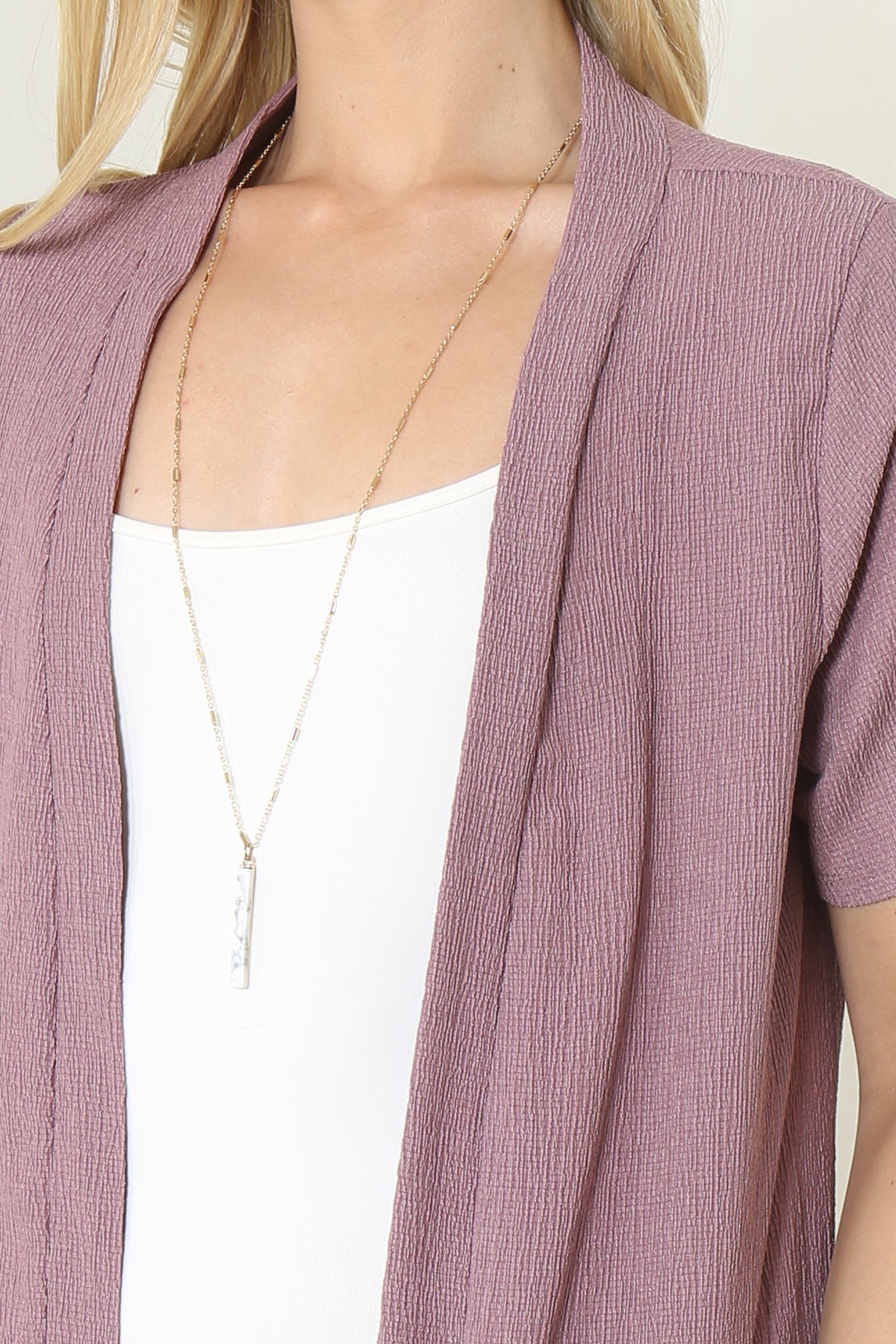 Crinkled Short Sleeve Pocket Cardigan