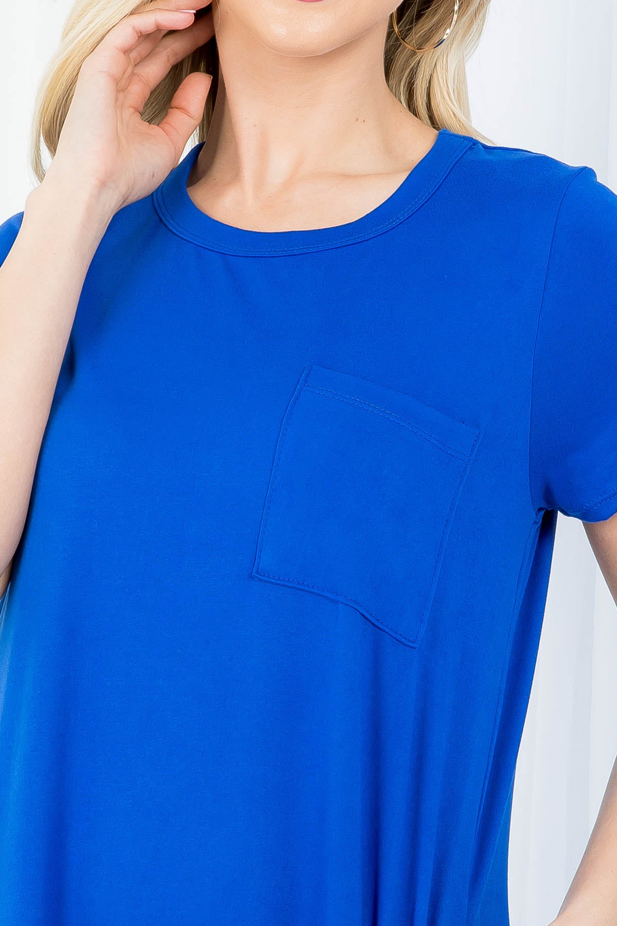 Plus Size Short Sleeve Dolphin Hem Solid Midi Dress