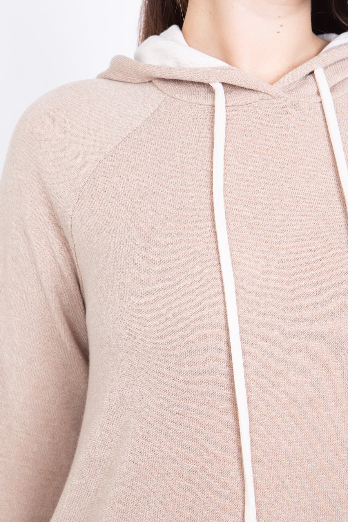 Plus Size Hacci Long Sleeve Rib Band Hoodie Dress
