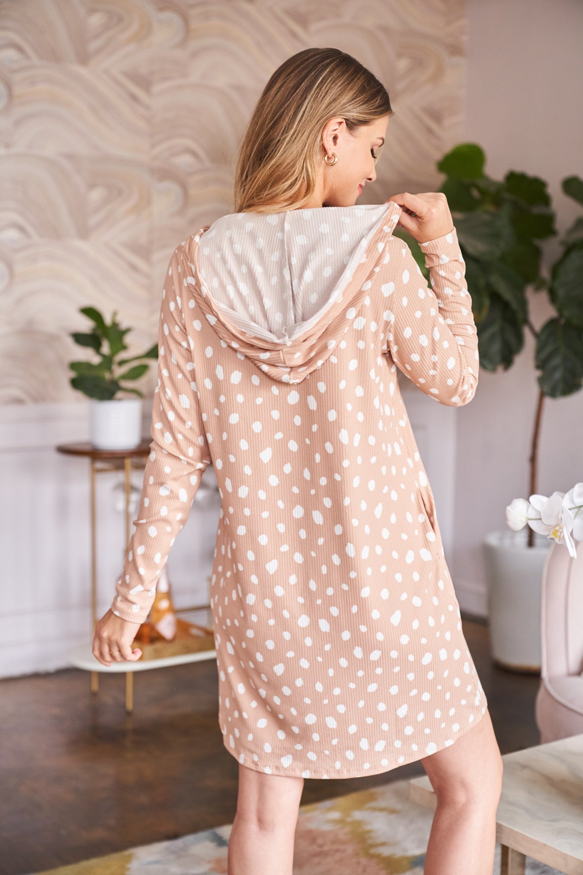 Printed Long Sleeve Hoodie Dress