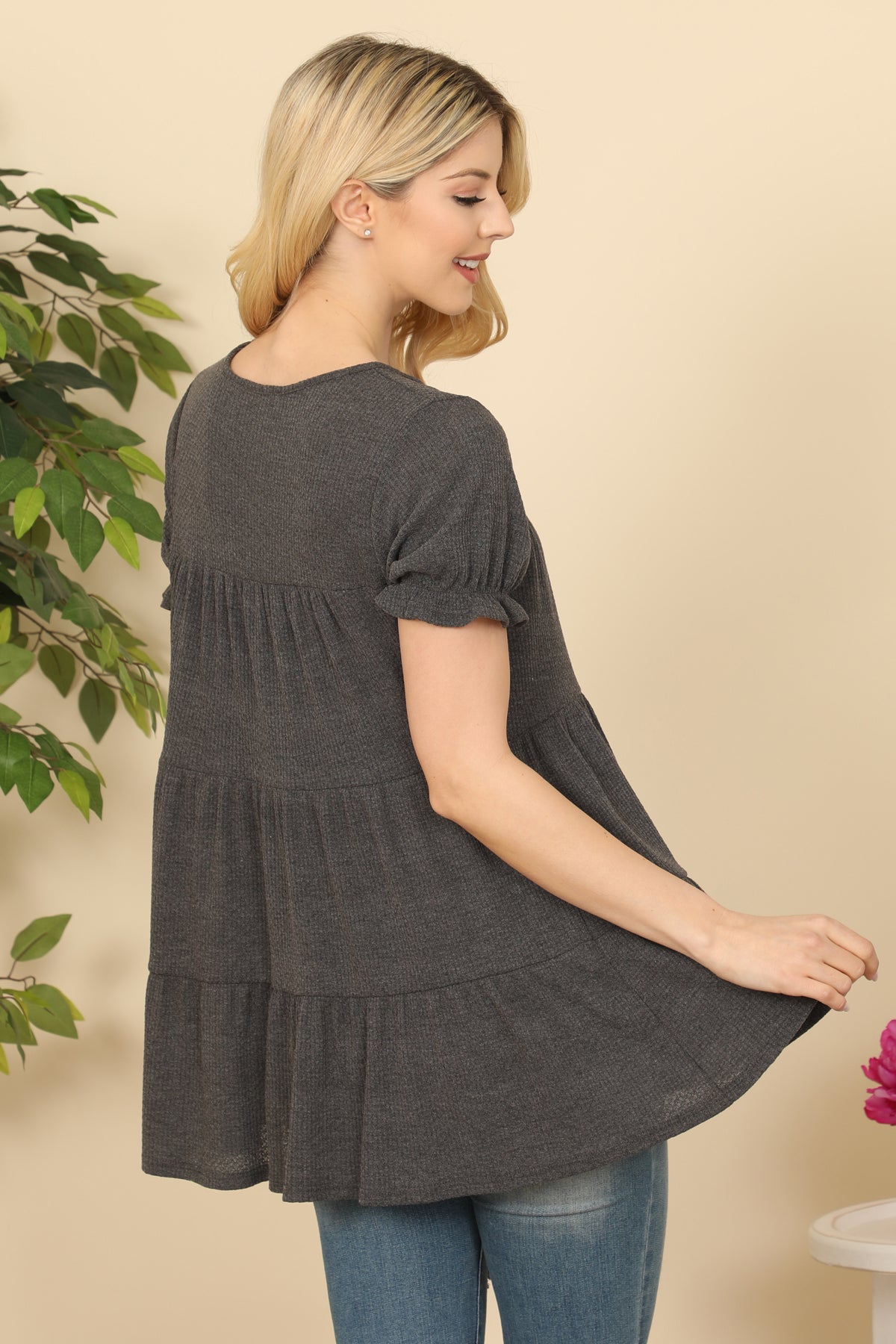 Ruffle Short Sleeve Tiered Top