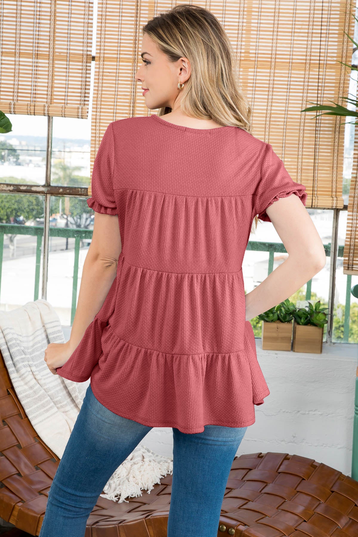 Ruffle Short Sleeve Tiered Top