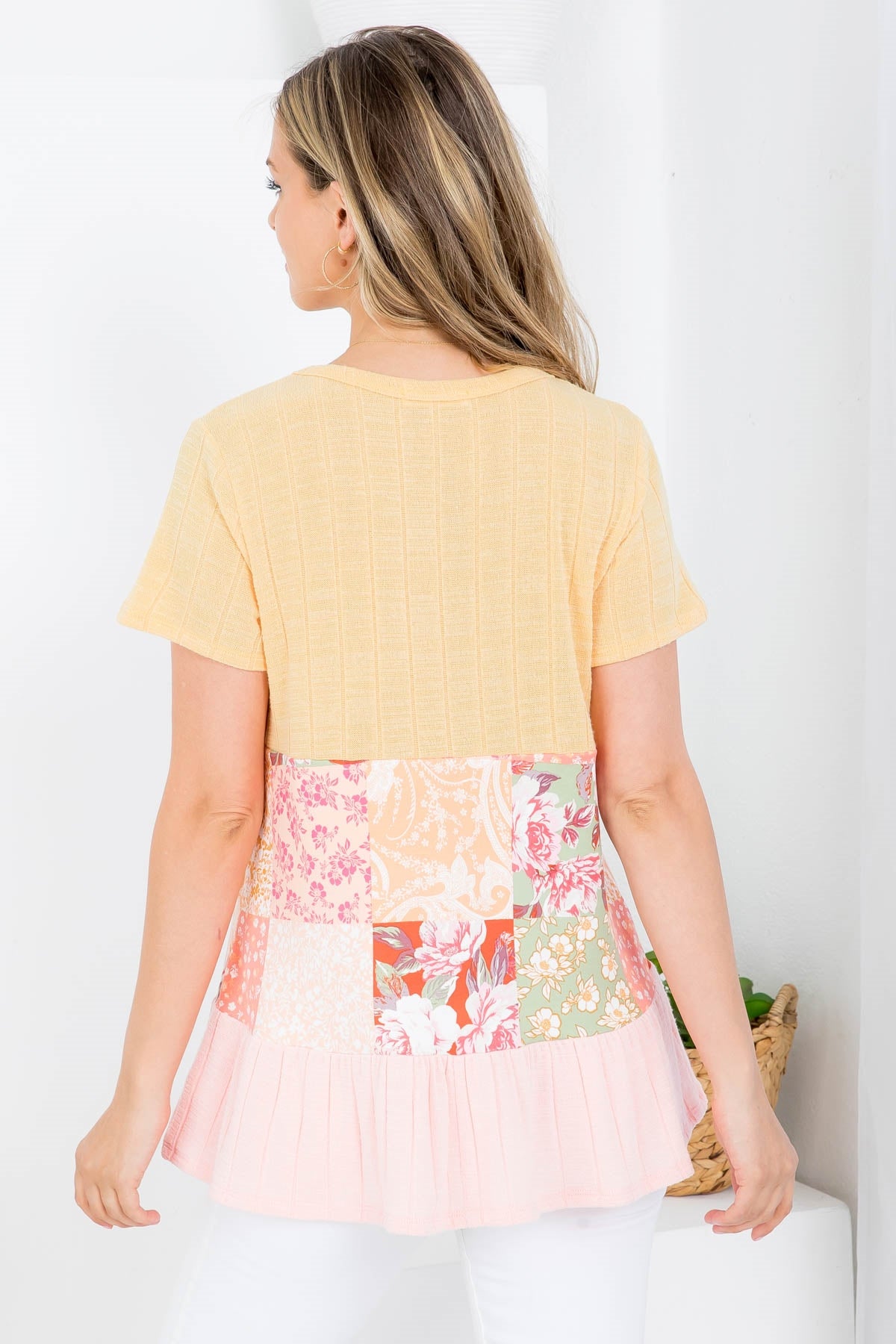 Printed Floral Pattern Short Sleeve Top
