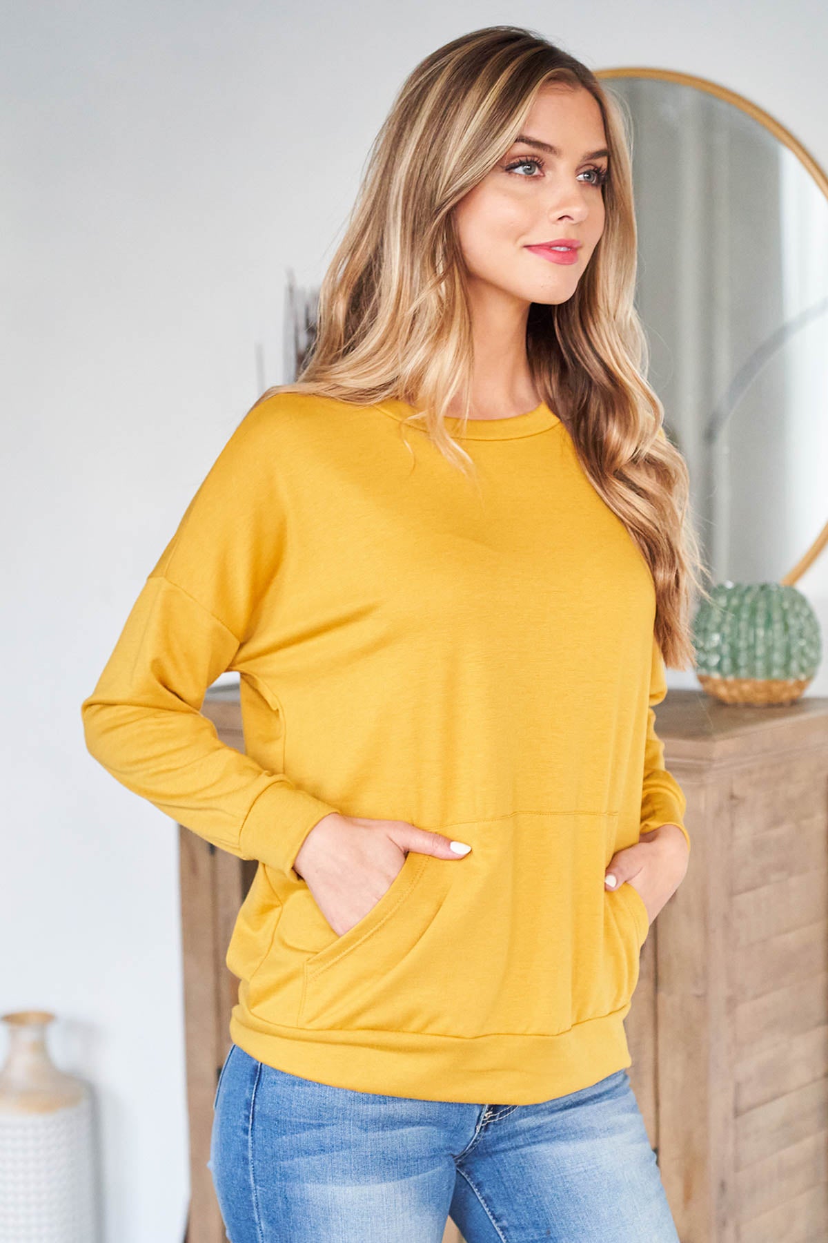 Long Sleeve French Terry With Kangaroo Pocket Top
