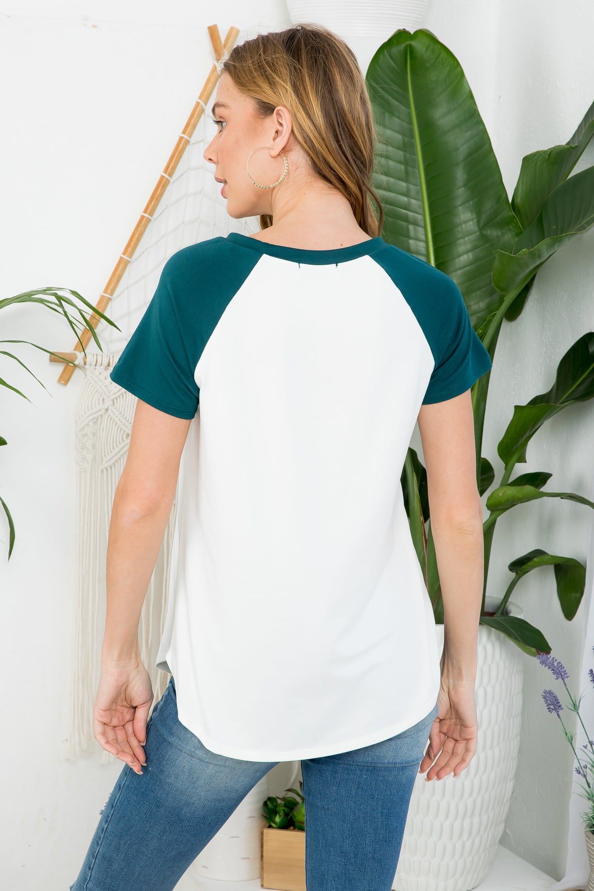 Plus Size Lucky Clover Print Raglan Top