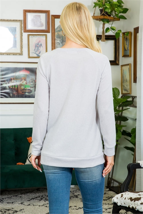 Plus Size Lightweight Long Sleeve Pullover Sweatshirt with Kangaroo Pocket