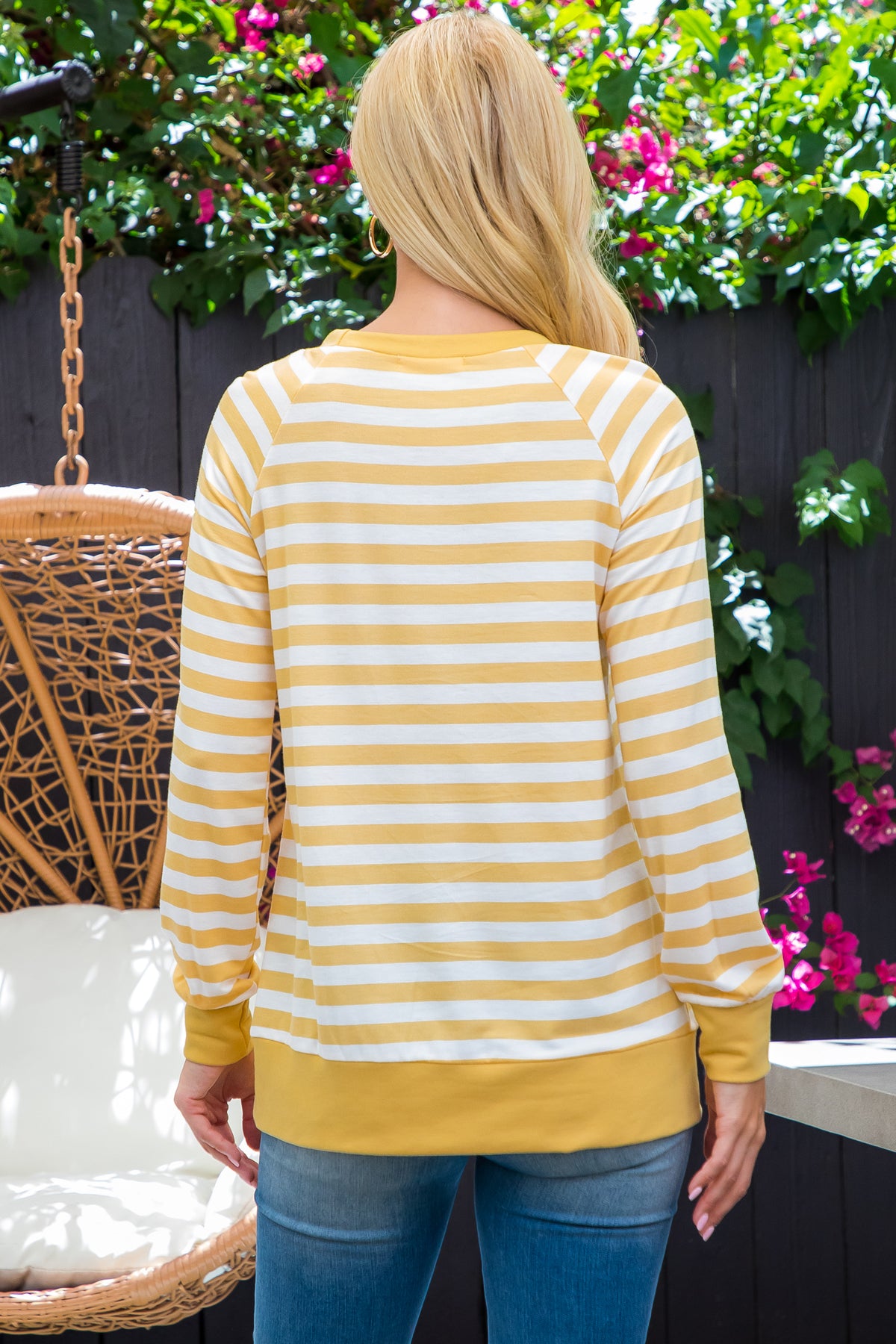 Plus Size Long Sleeve Round Neck Stripe Top