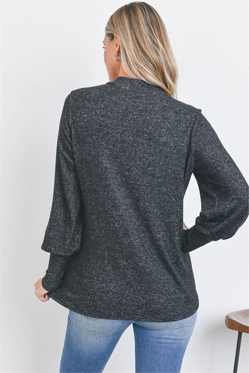 Puff Sleeve Mock Neck Top