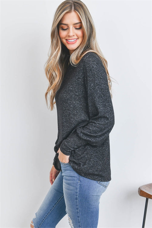 Puff Sleeve Mock Neck Top