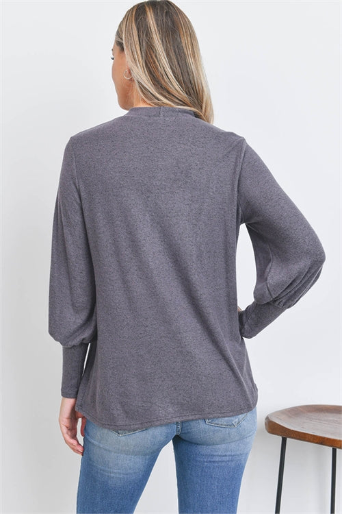 Puff Sleeve Mock Neck Top
