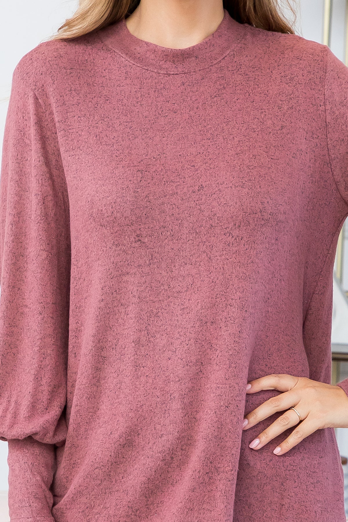 Puff Sleeve Mock Neck Top