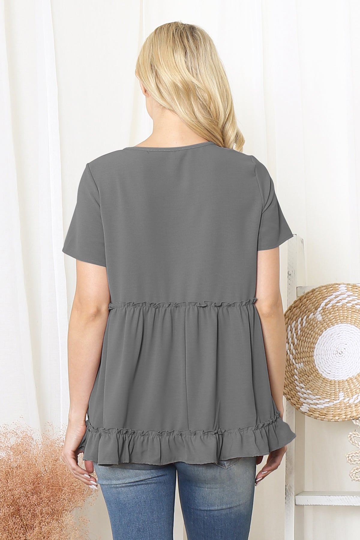 Merrow Frill Detail Short Sleeve Top