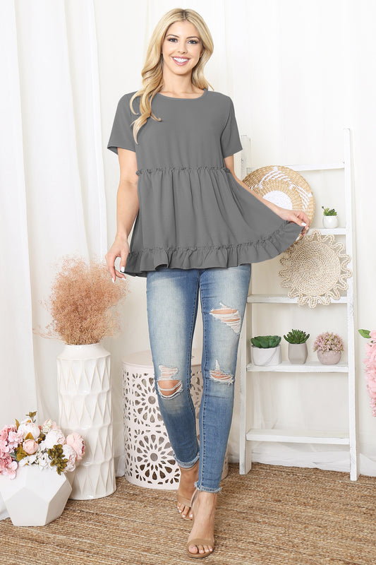 Merrow Frill Detail Short Sleeve Top
