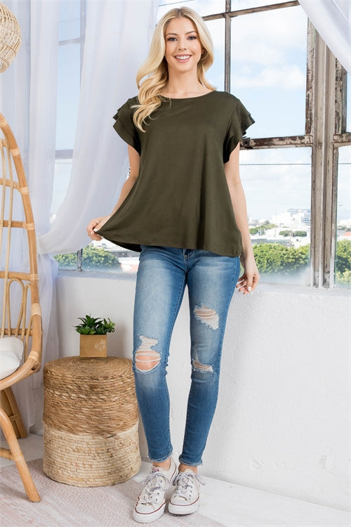 Plus Size Ruffle Sleeve Top