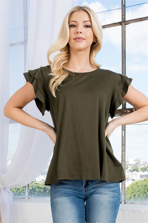 Plus Size Ruffle Sleeve Top
